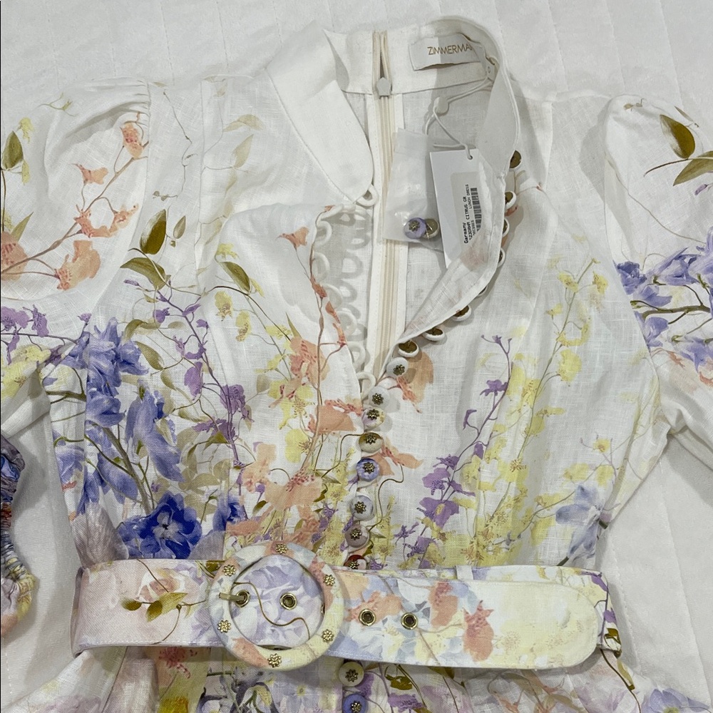 Zimmermann Multicolor Floral Dress with Belt